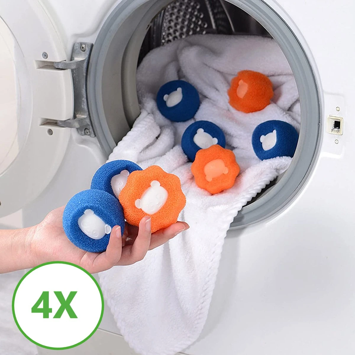 Merkloos Wasdrogerbollen - Haarverwijderaar Huisdieren - Haarvanger Wasmachine - Wasbollen - Drogerbollen - 4 Keer - Afbeelding 7