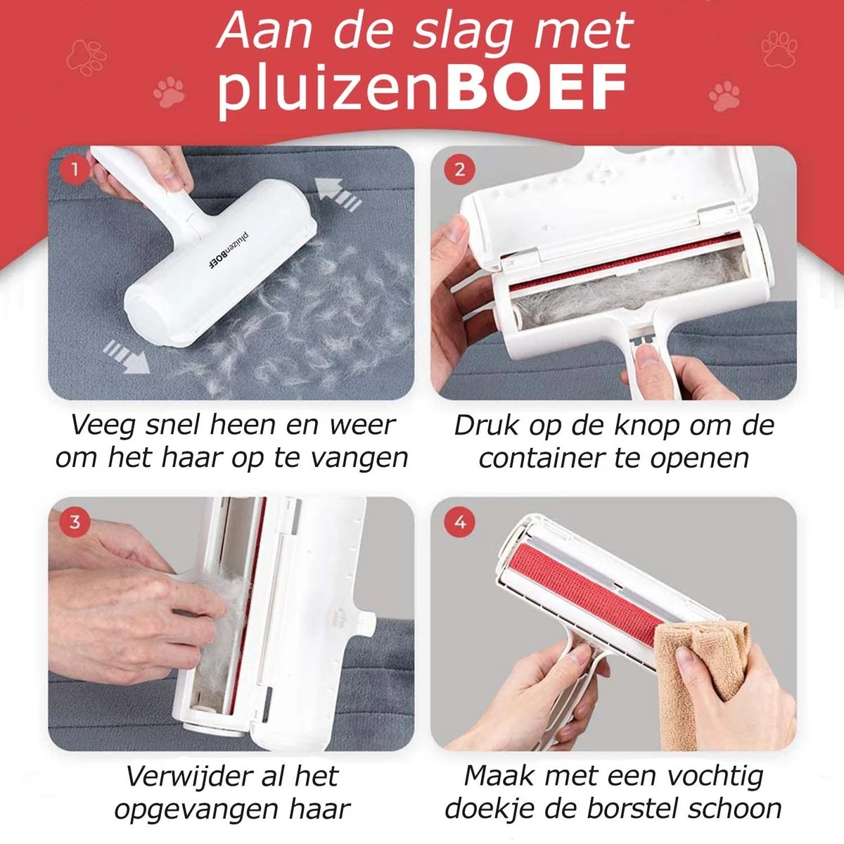 PluizenBOEF® Huisdierhaar Verwijderaar - Haarverwijderaar Voor Huisdieren - Hondenhaar - Kattenhaar - Pluizenborstel - Afbeelding 8