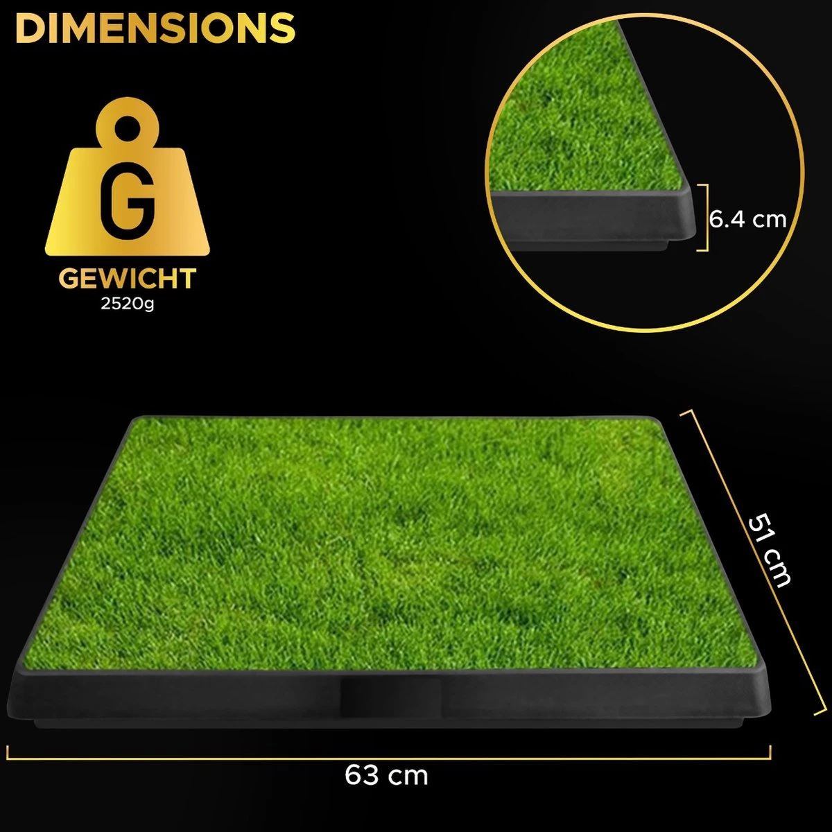 Toivo HondenToilet Kunstgras - Zwart - Geurafstotend - 62 X 49 X 6.6 CM - Honden Wc Outdoor - Zindelijkheidstraining Hond - Puppy Pads - Dierentoilet - Afbeelding 8