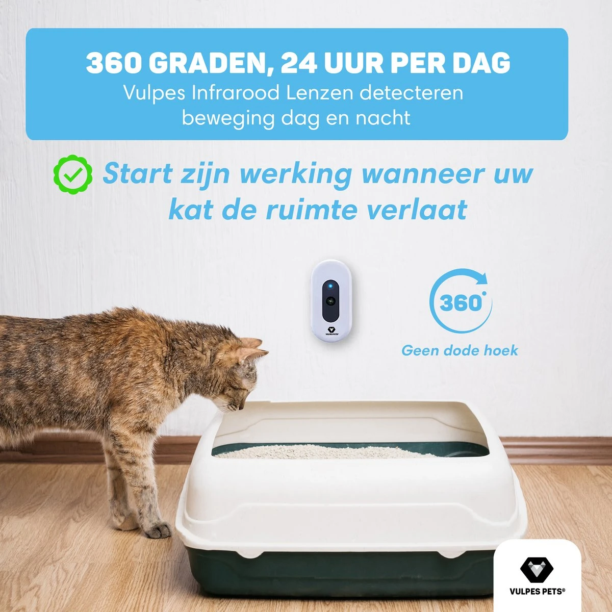 Vulpes Pets® Kattenbak Geurverdrijver PRO - Ozon En Negatieve Ionen Functie - Infraroodsensor - Oplaadbaar - Geurverwijderaar - Air Eliminator - Wit - Afbeelding 8