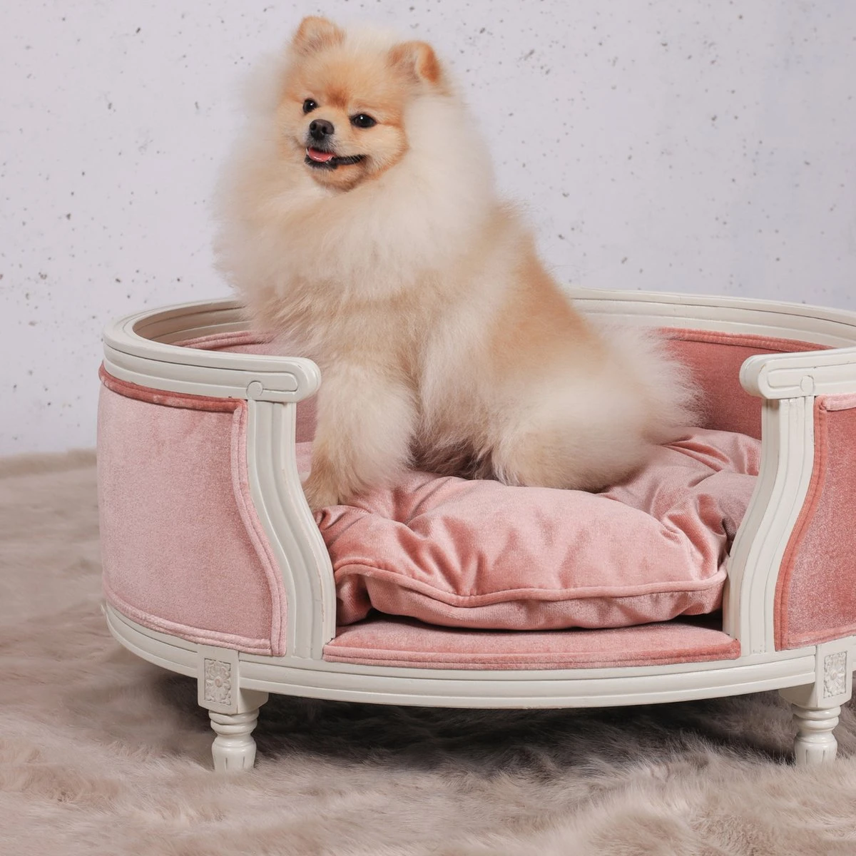 Lord Lou - George Roze Velvet S - Luxe Hondenmand - Luxe Kattenmand - 49x40x31 - Afbeelding 7