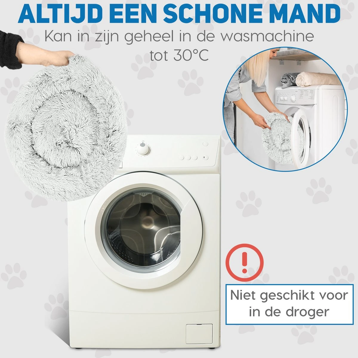 Pawzle Hondenmand - Donut Hondenkussen - Kattenmand - Bed Voor Honden & Katten - Wasbaar - 100cm - Grijs - Afbeelding 3