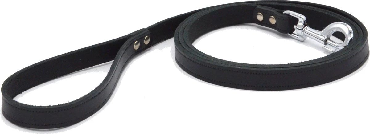 Hondenriem Leer - 2 Meter - Zwart - Hoge Kwaliteit Leer - Lederen Hondenriem - Ambachtelijk Gemaakt In Portugal