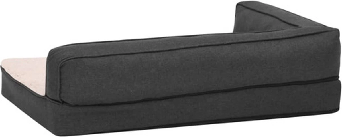 VidaXL Hondenbed Ergonomisch Linnen-look 60x42 Cm Fleece Donkergrijs - Afbeelding 6
