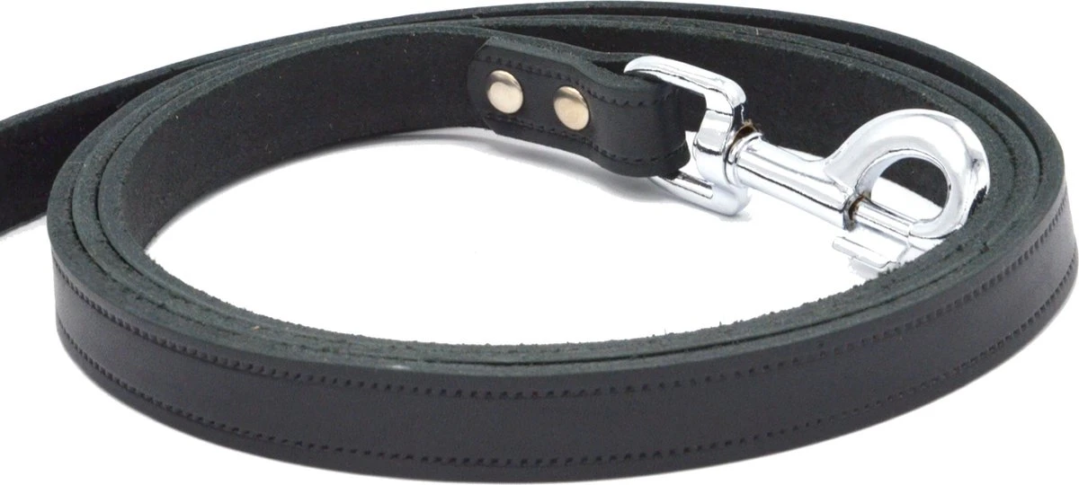 Hondenriem Leer - 2 Meter - Zwart - Hoge Kwaliteit Leer - Lederen Hondenriem - Ambachtelijk Gemaakt In Portugal - Afbeelding 2