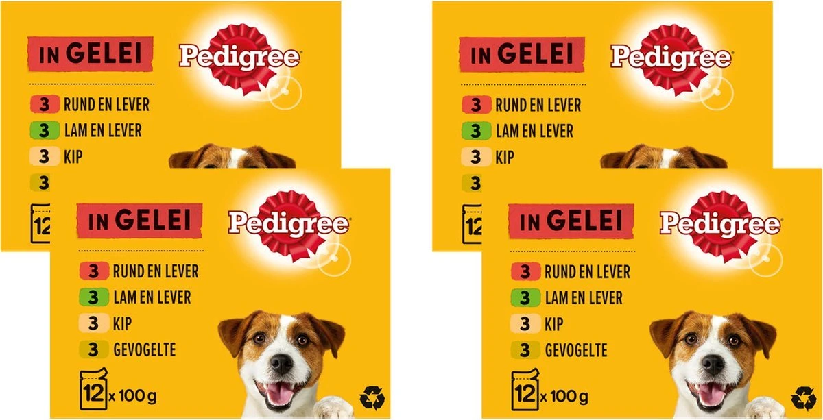 Pedigree Adult Honden Natvoer - Vlees & Gevogelte In Gelei - 4 X 6 Stuks