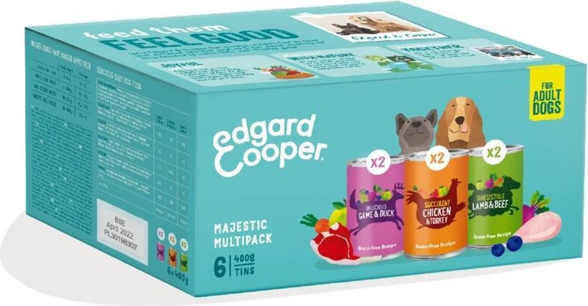 Edgard & Cooper Hondenvoer Multipack Kip - Wild - Lam 6 X 400 Gr
