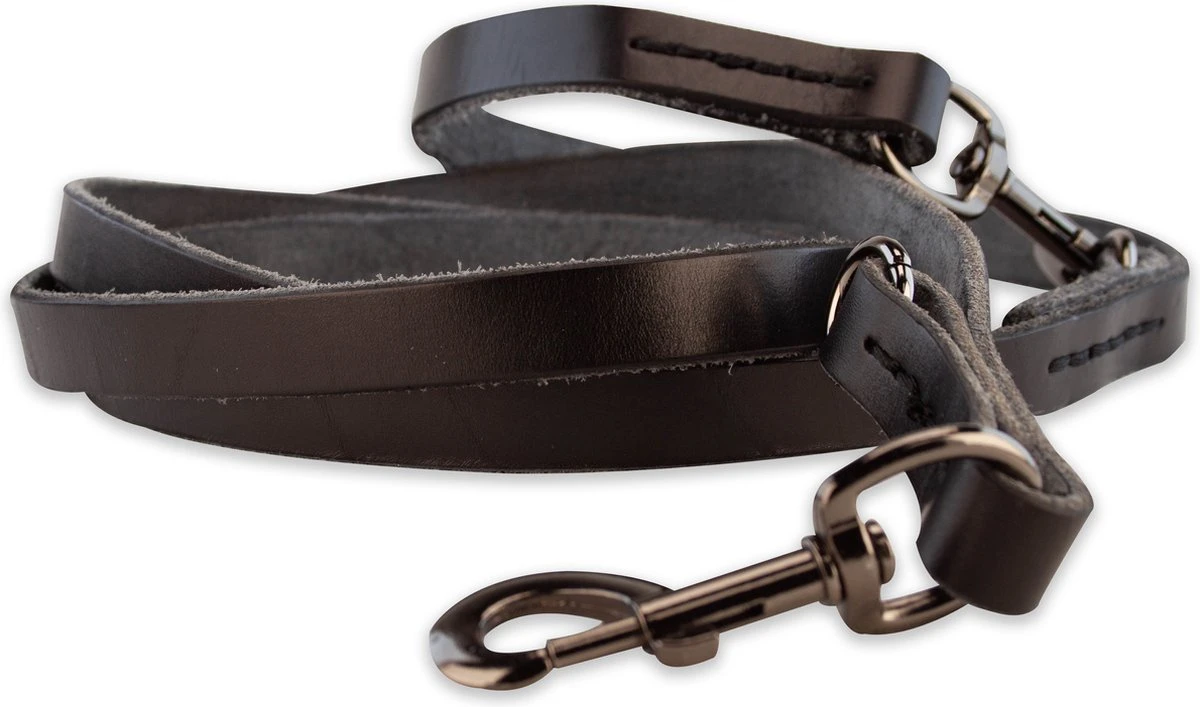 Multifunctionele Hondenriem - 220cm - Volledig Zwart - Leren Hondenriem - 100% Volnerfleer - Hondenriem Leer - Afbeelding 5