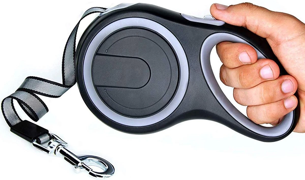 IGOODS - Uitlaatriem - Honden Riem - Katten Riem - Uitlaatriem Voor Dieren Rollijn - Hondenriem - 5 Meter Lang - Grijs - Afbeelding 2