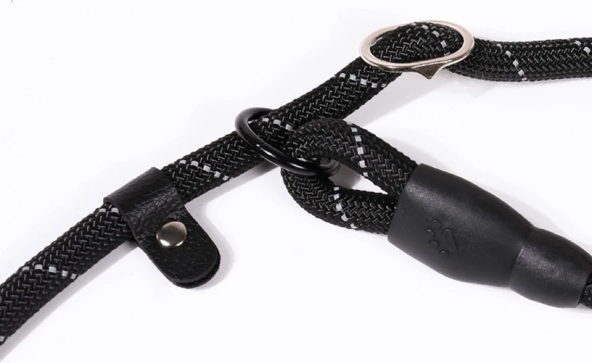 Nixnix - Honden Riem - 1,7cm - Zwart - 1,2cm Dik - Sliplijn - Nylon - Hondenriem - Verstelbaar - Jachtlijn Met Stop - Leiband - Afbeelding 4