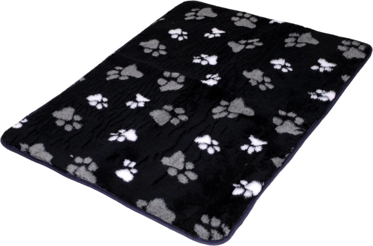 Lovely Nights Vetbed/kleed Blue With 2 Color Print Paw Met Bies 120x75 Rechthoek