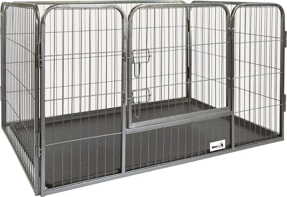 MaxxPet Puppyren - Hondenbench - Puppykennel - Hondenren - 125 X 78 X 80 Cm - Zwart