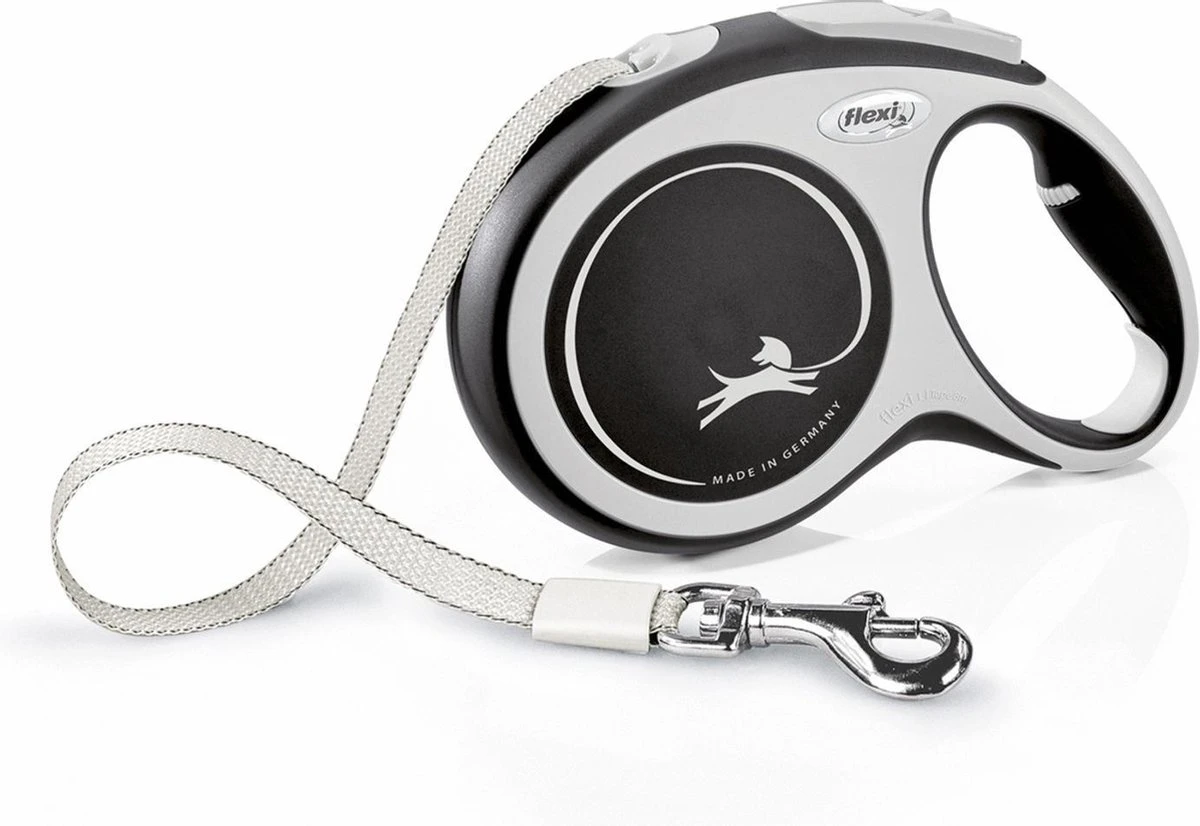 Flexi Rollijn New Comfort Tape L 8 M - Hondenriem - Zwart&Lichtgrijs