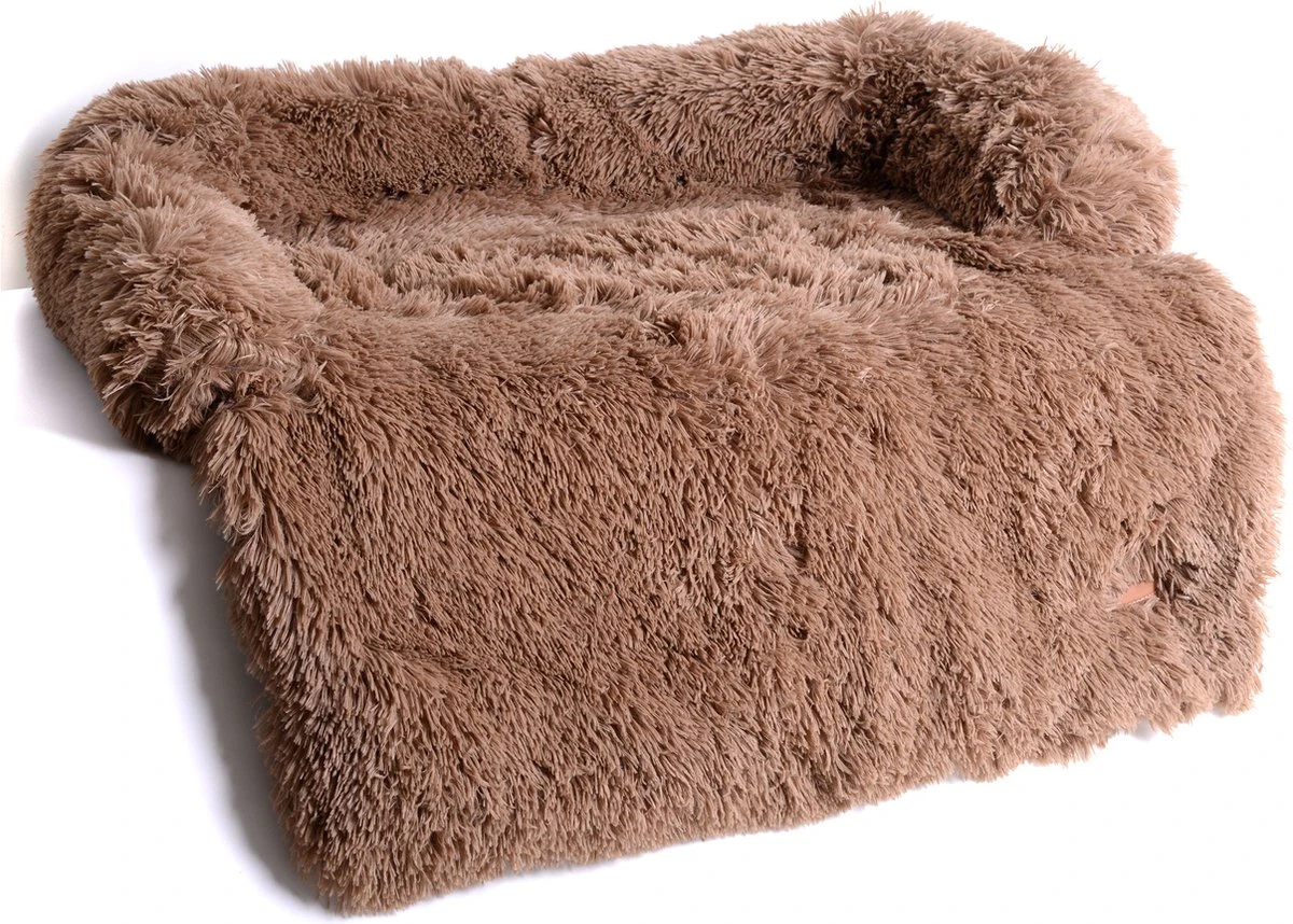 Dogs&Co Zachte Fluffy Hondenmat Voor Bank Maat L Khaki 120x90cm - Hondenmand - Afbeelding 6