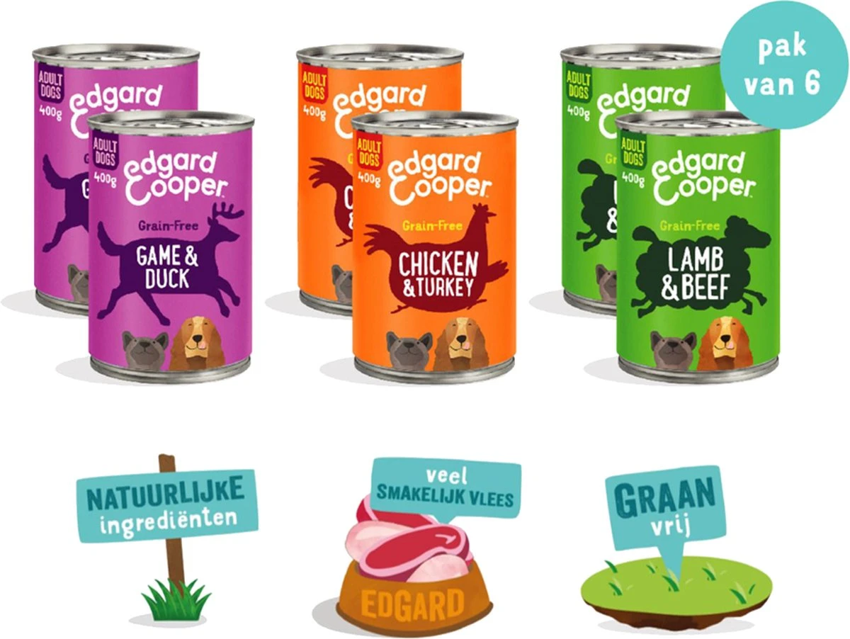 Edgard & Cooper Hondenvoer Multipack Kip - Wild - Lam 6 X 400 Gr - Afbeelding 9