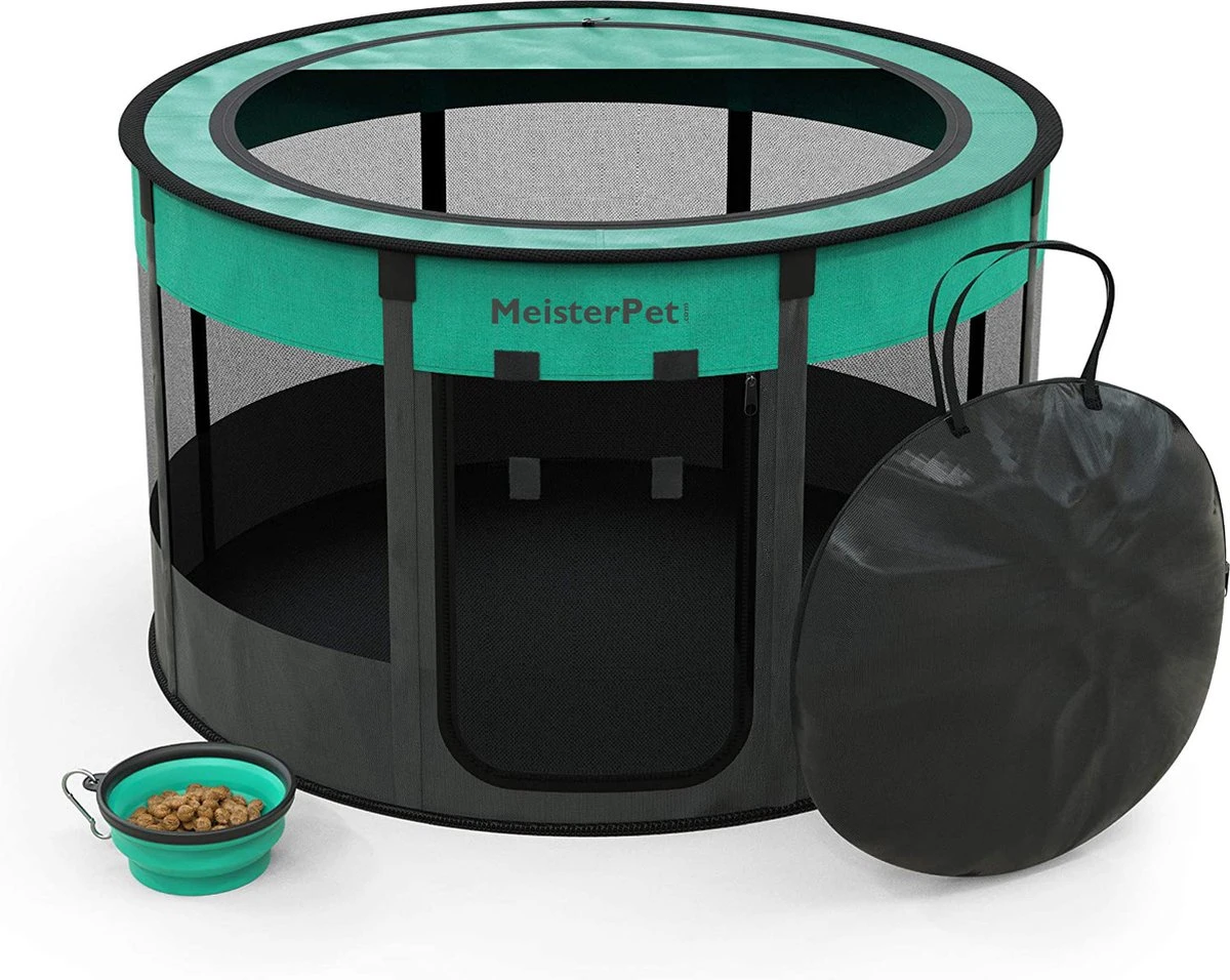 Meisterpets Opvouwbare Puppyren Rond - Extra Stevig - (Ø X H) 75 X 43 Cm - Incl. Gratis Drinkbak!