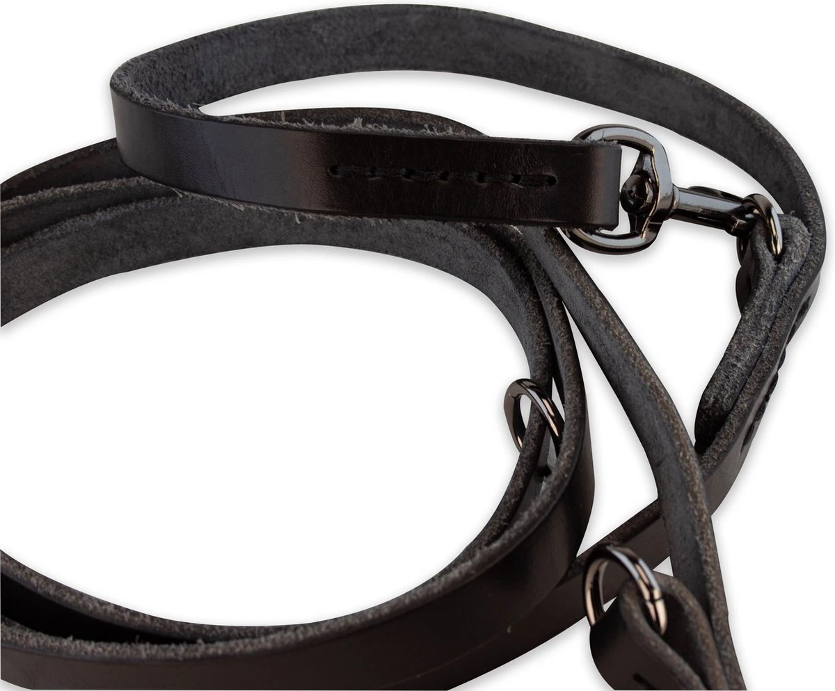 Multifunctionele Hondenriem - 220cm - Volledig Zwart - Leren Hondenriem - 100% Volnerfleer - Hondenriem Leer - Afbeelding 3