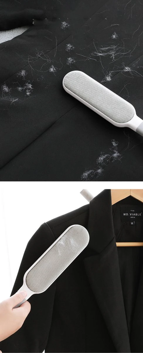 IGOODS - Pet Hair Remover - Hond & Kat Roller Brush - Dubbelzijdig Bont Ontharingsgereedschap Met Zelfreinigende Basis - Reismaatborstel - Voor Kleding - Bank - Tapijt - Autostoel GRIJS - Afbeelding 4