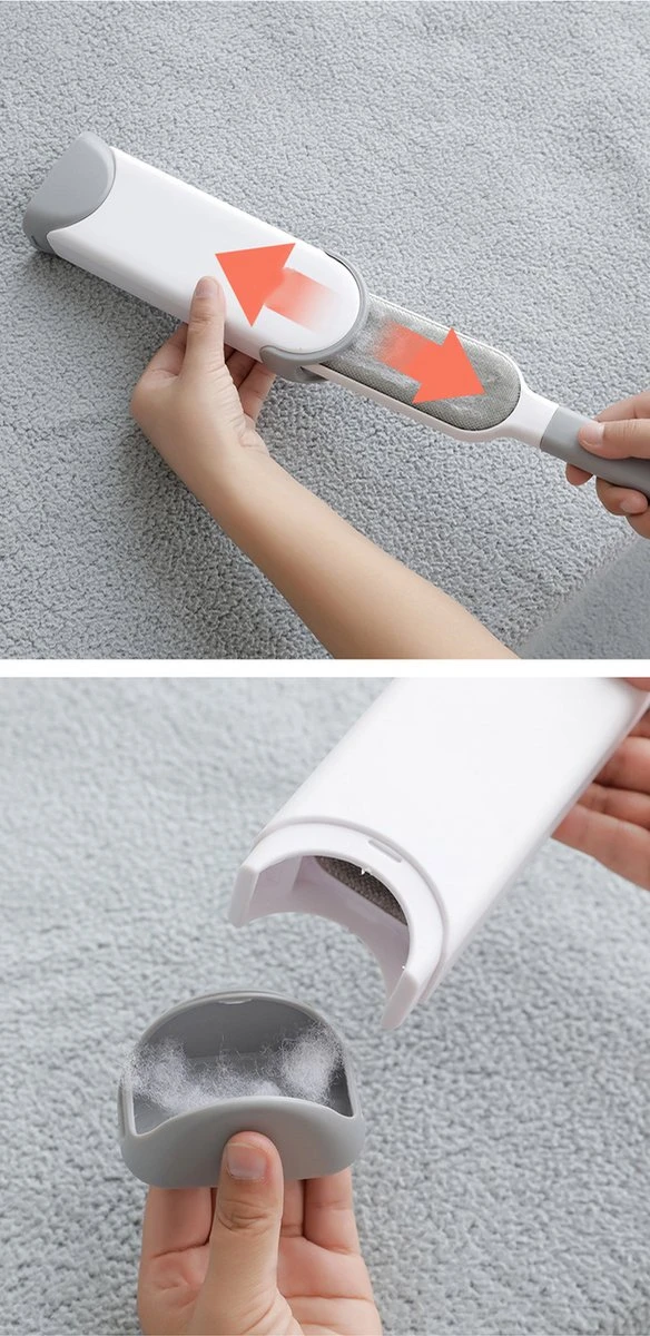 IGOODS - Pet Hair Remover - Hond & Kat Roller Brush - Dubbelzijdig Bont Ontharingsgereedschap Met Zelfreinigende Basis - Reismaatborstel - Voor Kleding - Bank - Tapijt - Autostoel GRIJS - Afbeelding 2