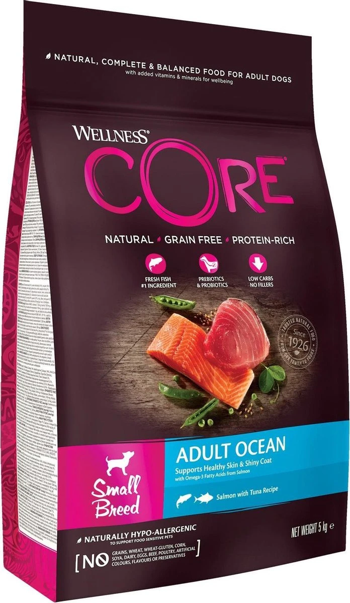 Wellness Core Grain Free Dog Small Breed Adult Ocean - Hondenvoer - Zalm Tonijn 5 Kg - Afbeelding 3
