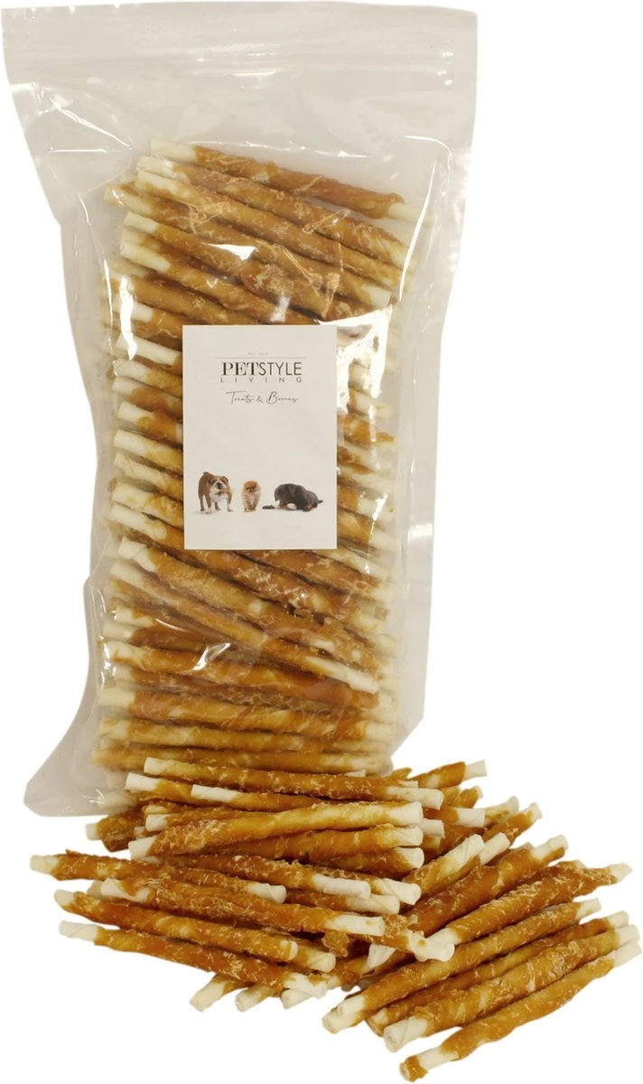 Petstyleliving Gedraaide Sticks Met Kip - Voordeelzak 100 Stuks 12,5cm - Hersluitbaar - Hondensnacks - Kauwstaaf - Afbeelding 8
