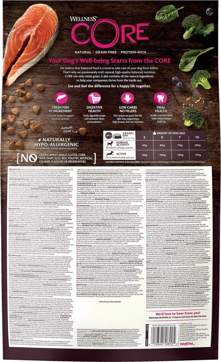 Wellness Core Grain Free Dog Small Breed Adult Ocean - Hondenvoer - Zalm Tonijn 5 Kg - Afbeelding 2