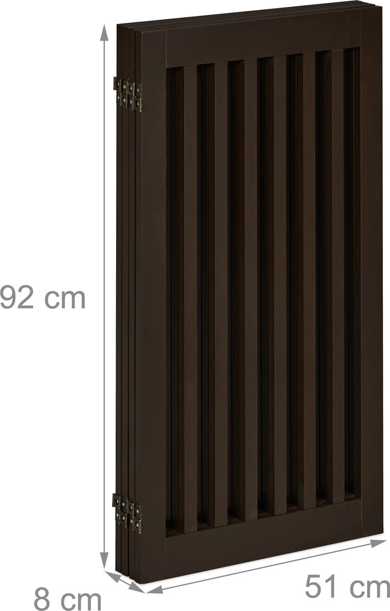 Relaxdays Veiligheidshekje Hout - 92 Cm Hoog - Kinderhek - Hondenhek - Inklapbaar - Bruin - 4 Panelen - Afbeelding 9