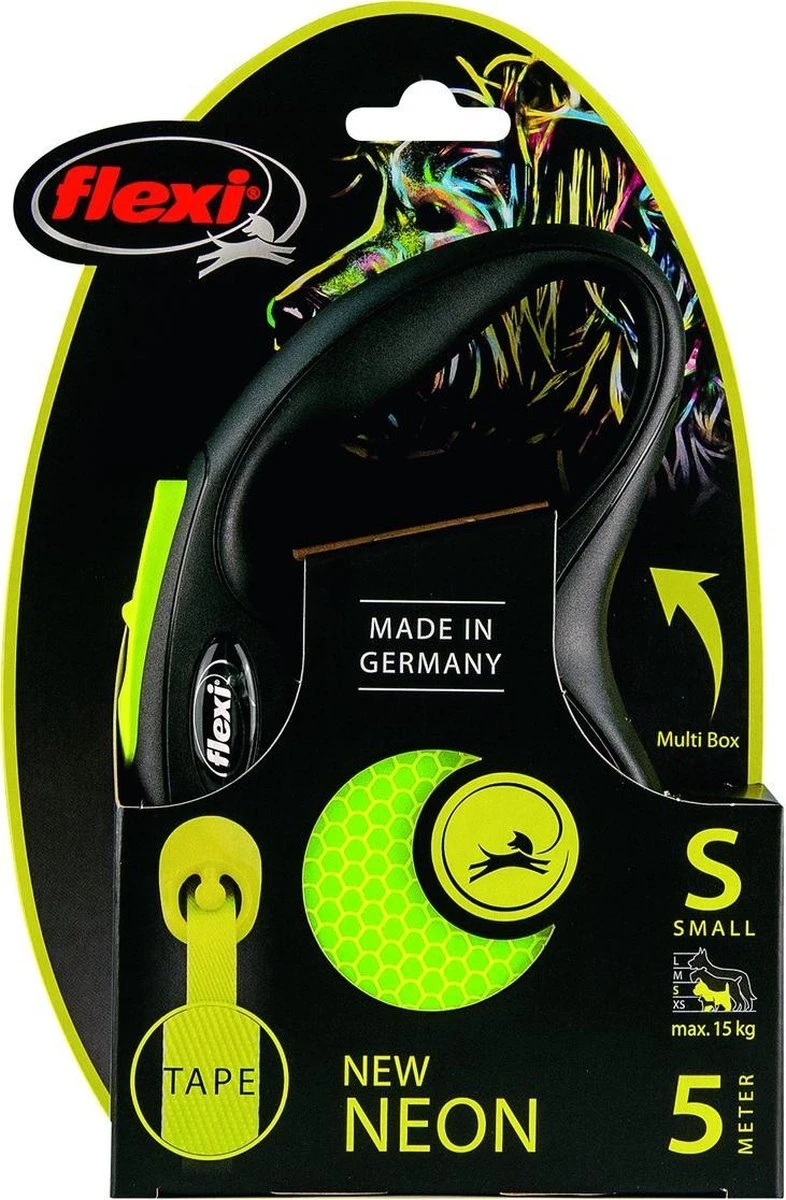 Flexi New Classic - Hondenriem Incl. Neon Band - Geel - S - 5 M - (<12 Kg) - Afbeelding 5