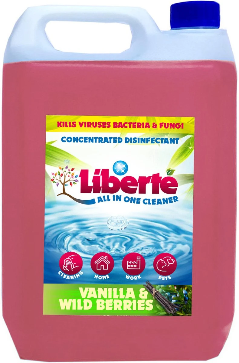 Geurverwijderaar - Liberté All In One Cleaner - Desinfectie - Dieren - Huis - Auto - Kantoor - Schoonmaakmiddel - 5L - Vanilla & Wild Berry
