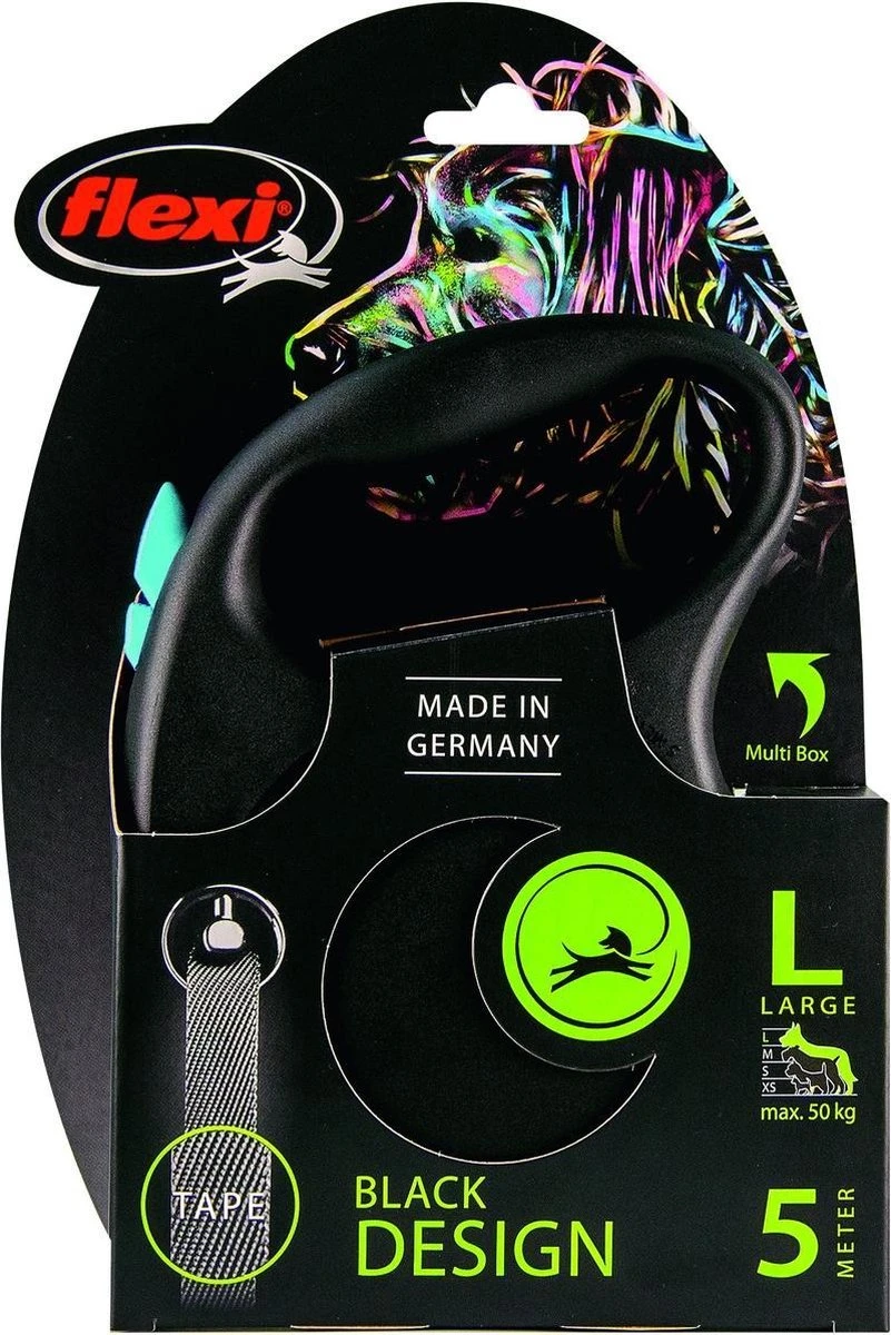 Flexi Rollijn Design - Zwart / Blauw - L - Afbeelding 2