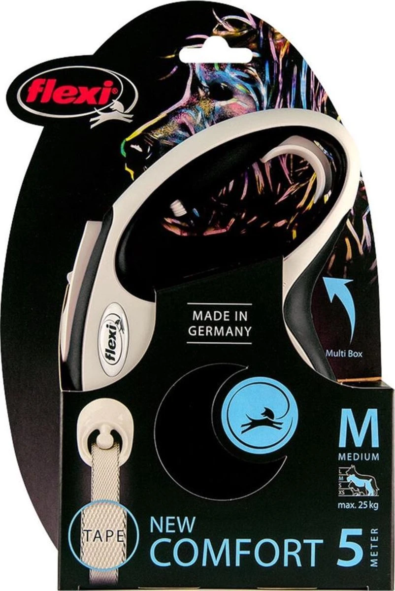Flexi Rollijn New Comfort Tape M 5 M - Hondenriem - Zwart&Lichtgrijs - Afbeelding 2