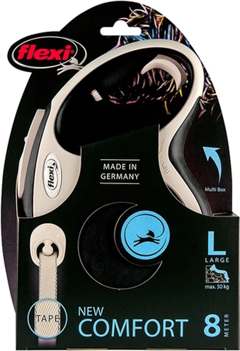 Flexi Rollijn New Comfort Tape L 8 M - Hondenriem - Zwart&Lichtgrijs - Afbeelding 7