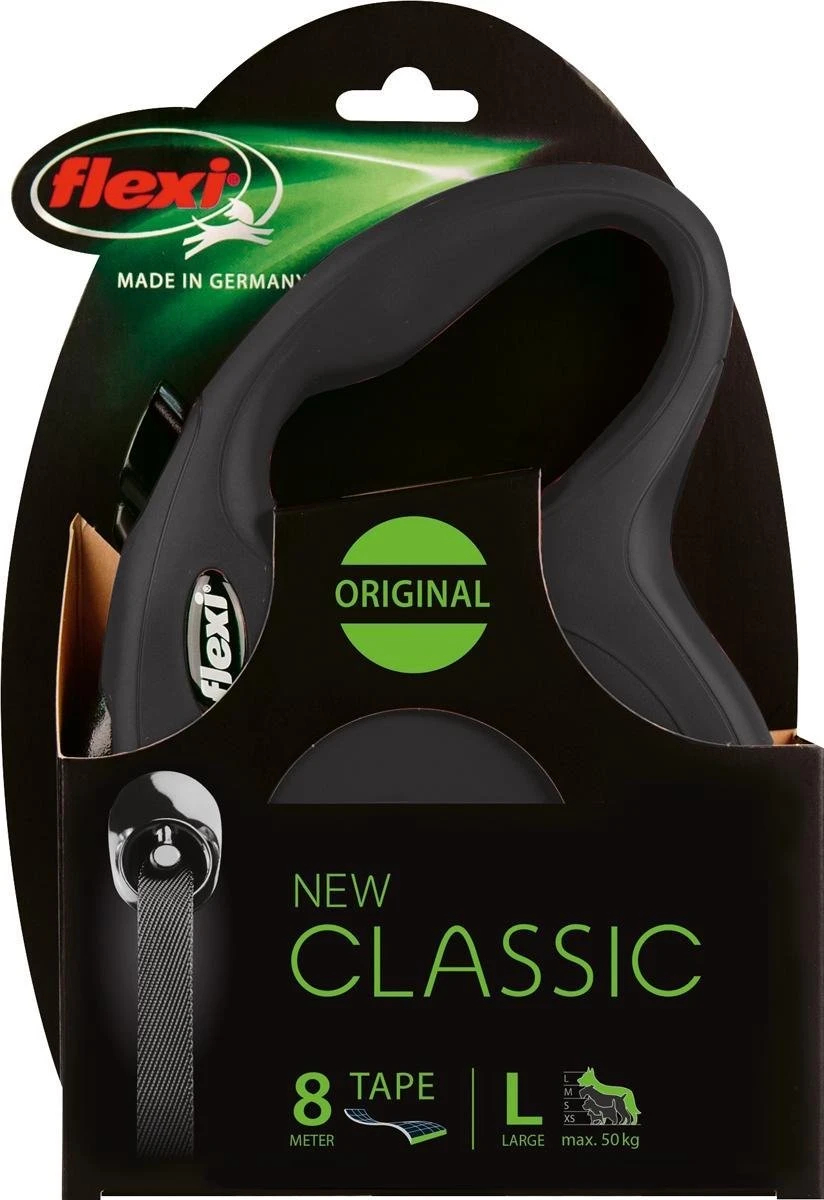 Flexi New Classic Band Zwart L - 8M - Zwart - L - 8 Meter - < 50 Kg - Afbeelding 2