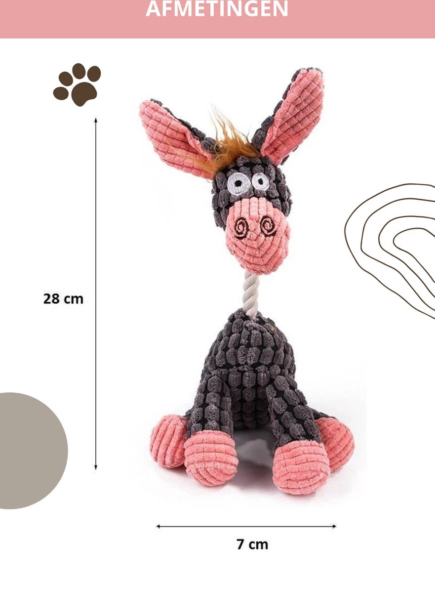 Honden Knuffel - Set Van 2 - Hondenspeelgoed Met Piep - Honden En Katten - Ezel En Giraf - Sellaio - Afbeelding 4