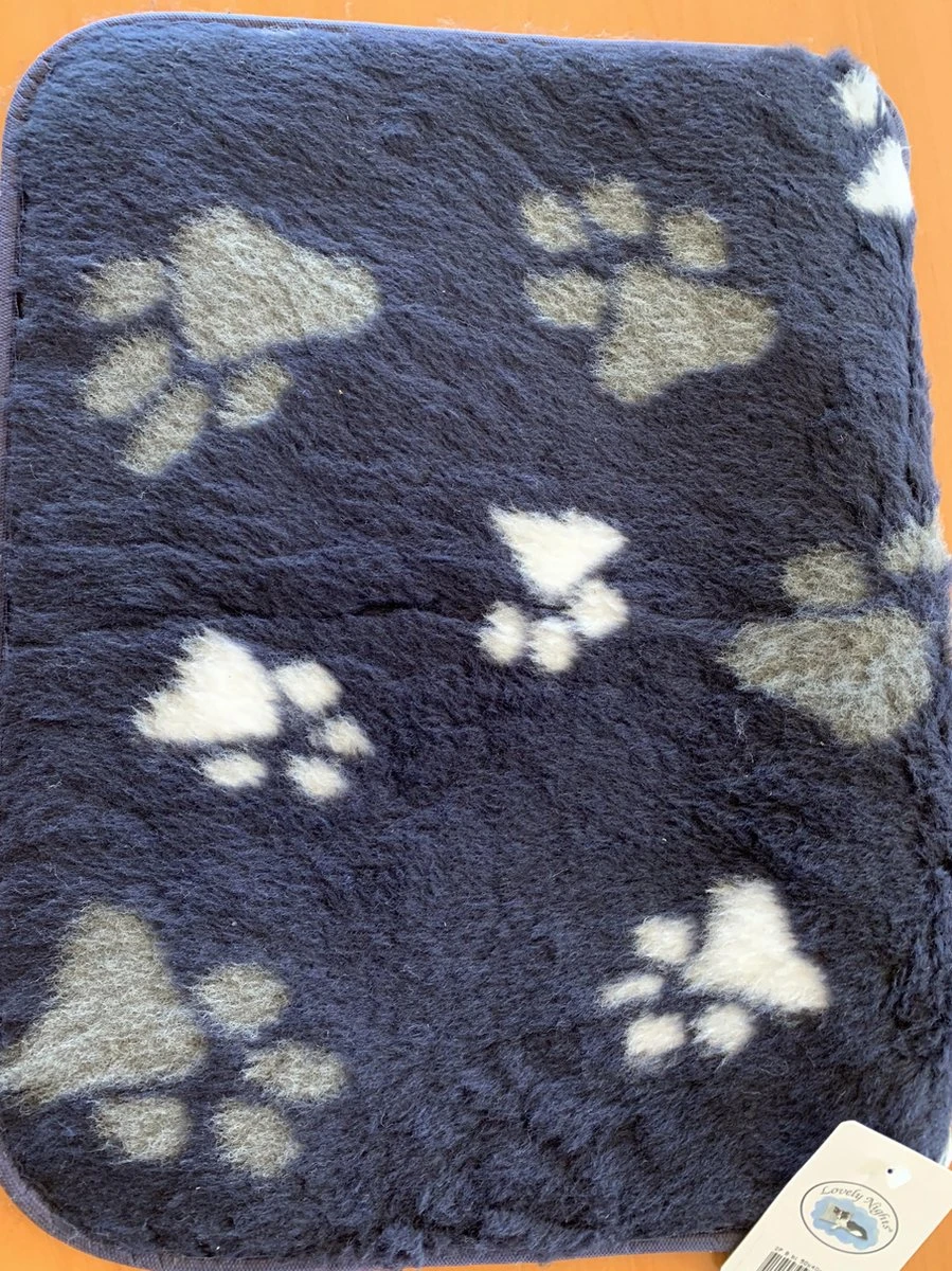 Lovely Nights Vetbed/kleed Blue With 2 Color Print Paw Met Bies 120x75 Rechthoek - Afbeelding 3