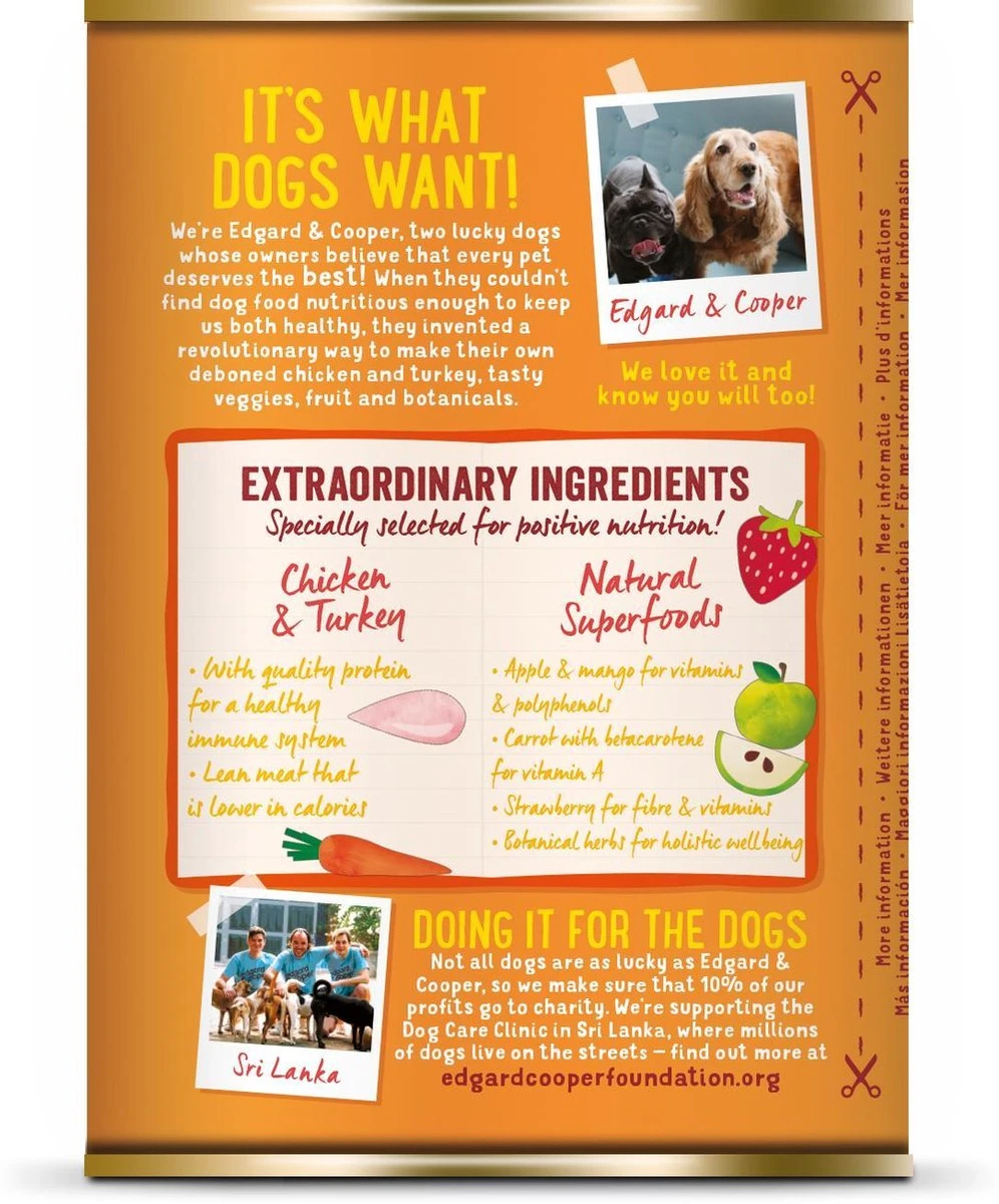 Edgard & Cooper Kip & Kalkoen Blik - Voor Volwassen Honden - Hondenvoer - 12 X 400g - Afbeelding 7